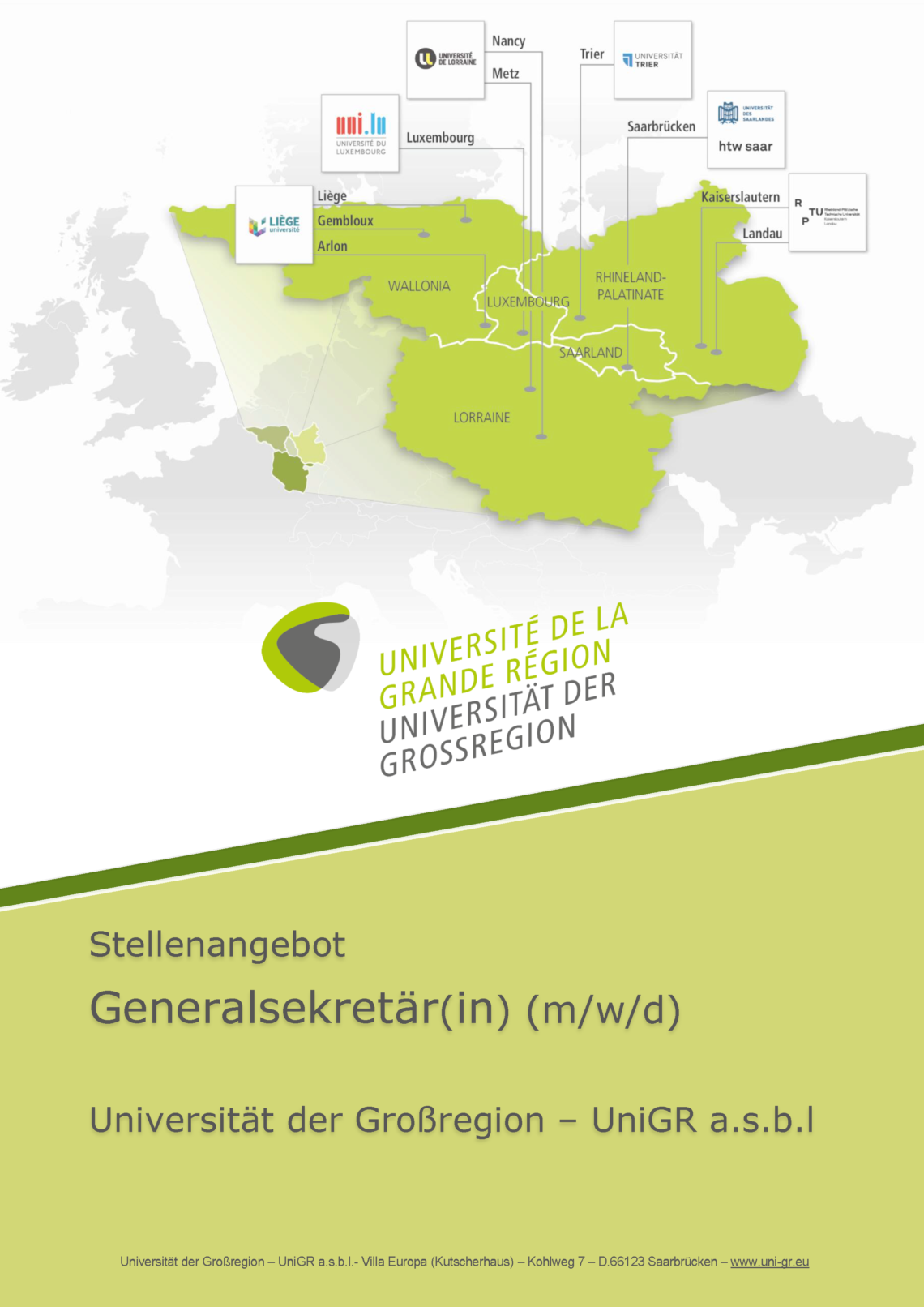 Stellenangebot – UniGR – Saarbrücken